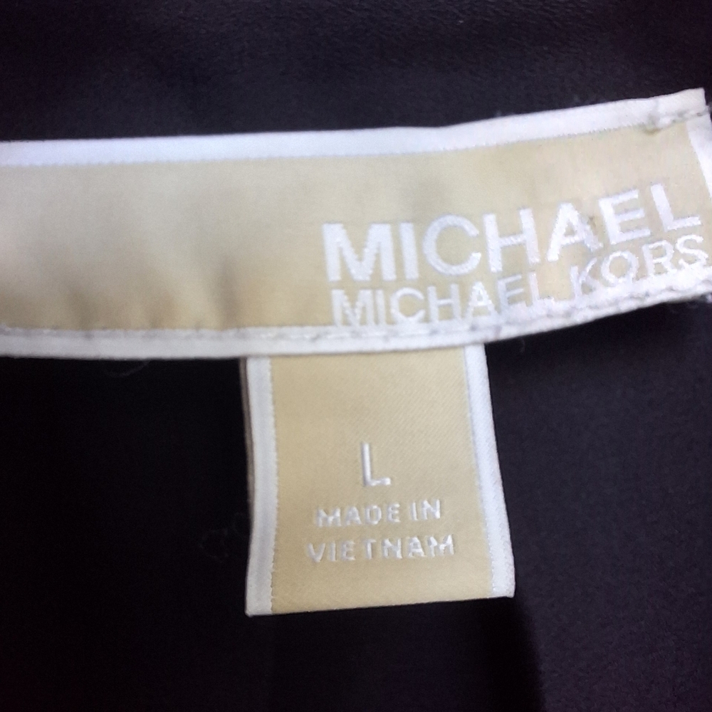 Michael Kors Top Blouse Zipper 3/4 Long Sleeves Collar Pockets Logo Hardware M - Picture 7 of 14